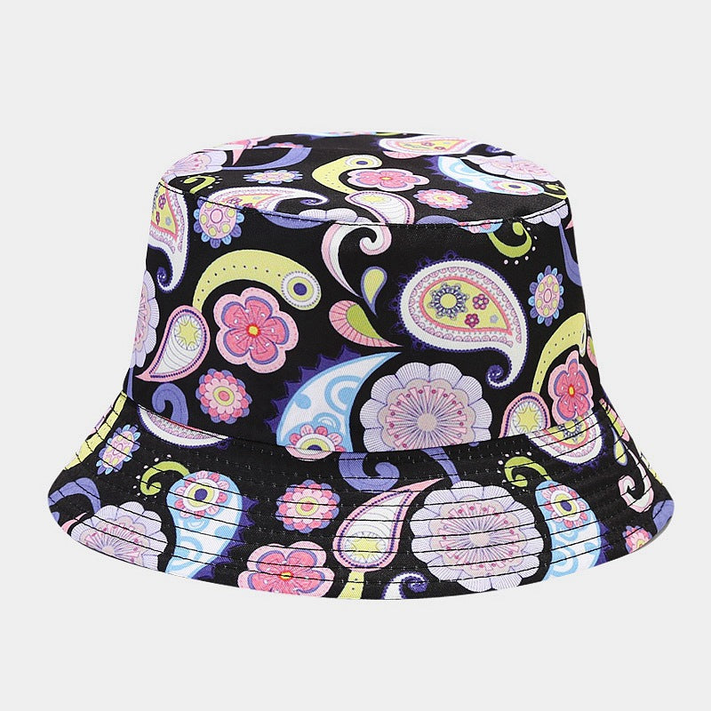 Sombrero de cubo de patrón de flores de anacardo de poliéster al por mayor